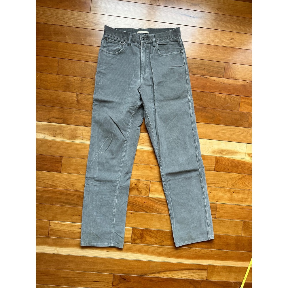 LL Bean Mens Natural Fit Corduroy‎ Pants Grey Straight Leg 100 Cotton 30W 34L